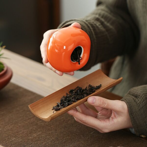 Creative pottery ceramic Persimmon  porcelain Tea Container - 图片 3