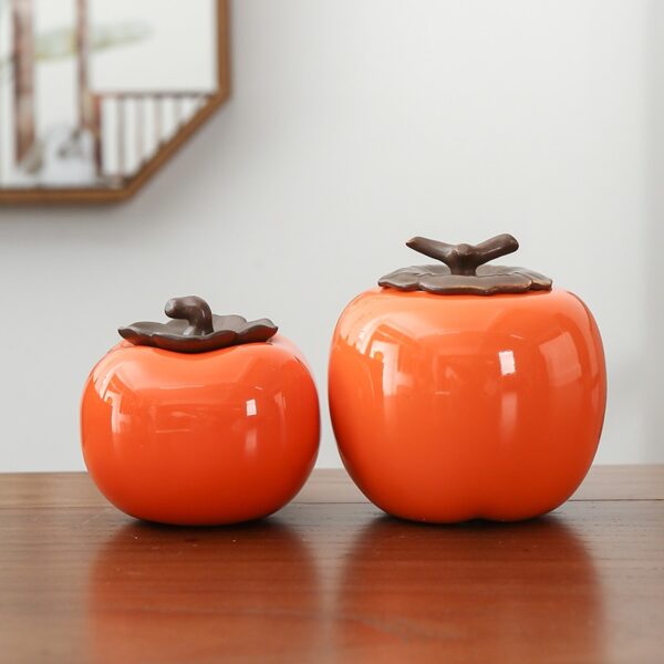 Creative pottery ceramic Persimmon  porcelain Tea Container