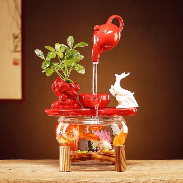 Suspended teapot and flowing water home fish tank decoration ornaments