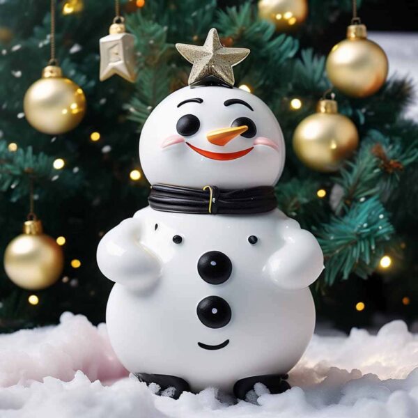 Ceramic Christmas Snowman Art Ornament - 图片 2