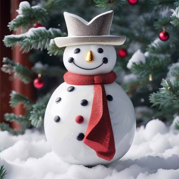 Ceramic Christmas Snowman Art Ornament - 图片 3