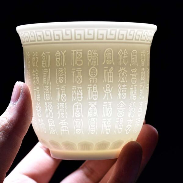 Mutton fat jade large ceramic tea cup white porcelain personal cup