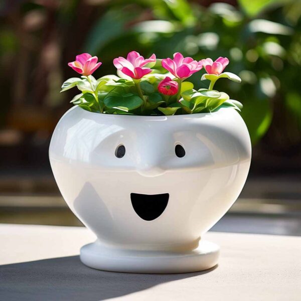 Creative ceramic smiley cute flowerpot - 图片 3