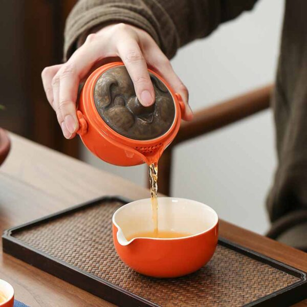 Creative Persimmon Outdoor Travel Tea Set - 图片 3